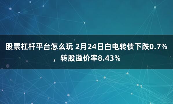 股票杠杆平台怎么玩 2月24日白电转债下跌0.7%，转股溢价率8.43%