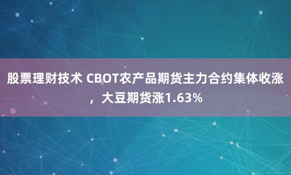 股票理财技术 CBOT农产品期货主力合约集体收涨，大豆期货涨1.63%