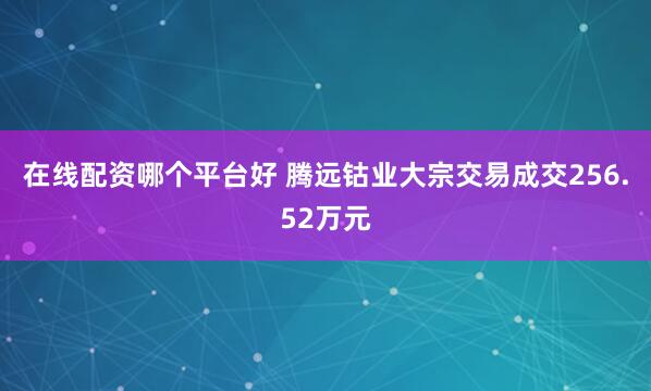 在线配资哪个平台好 腾远钴业大宗交易成交256.52万元